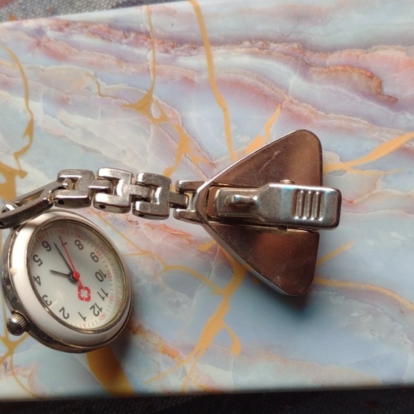 Silver Nurse Fob Watch with Red Cross - Picture 3 of 3